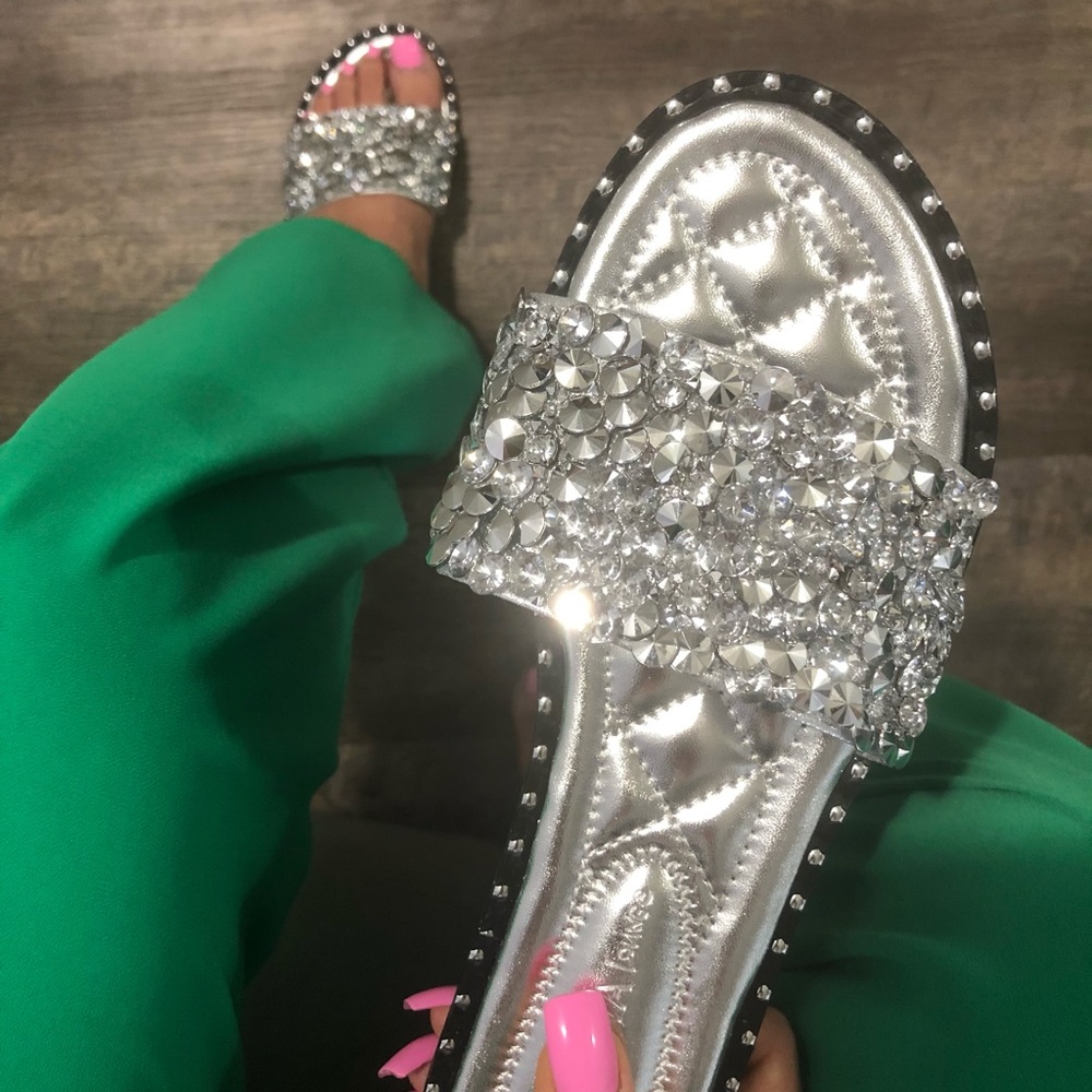 Diamond stone summer sandals leather slippers